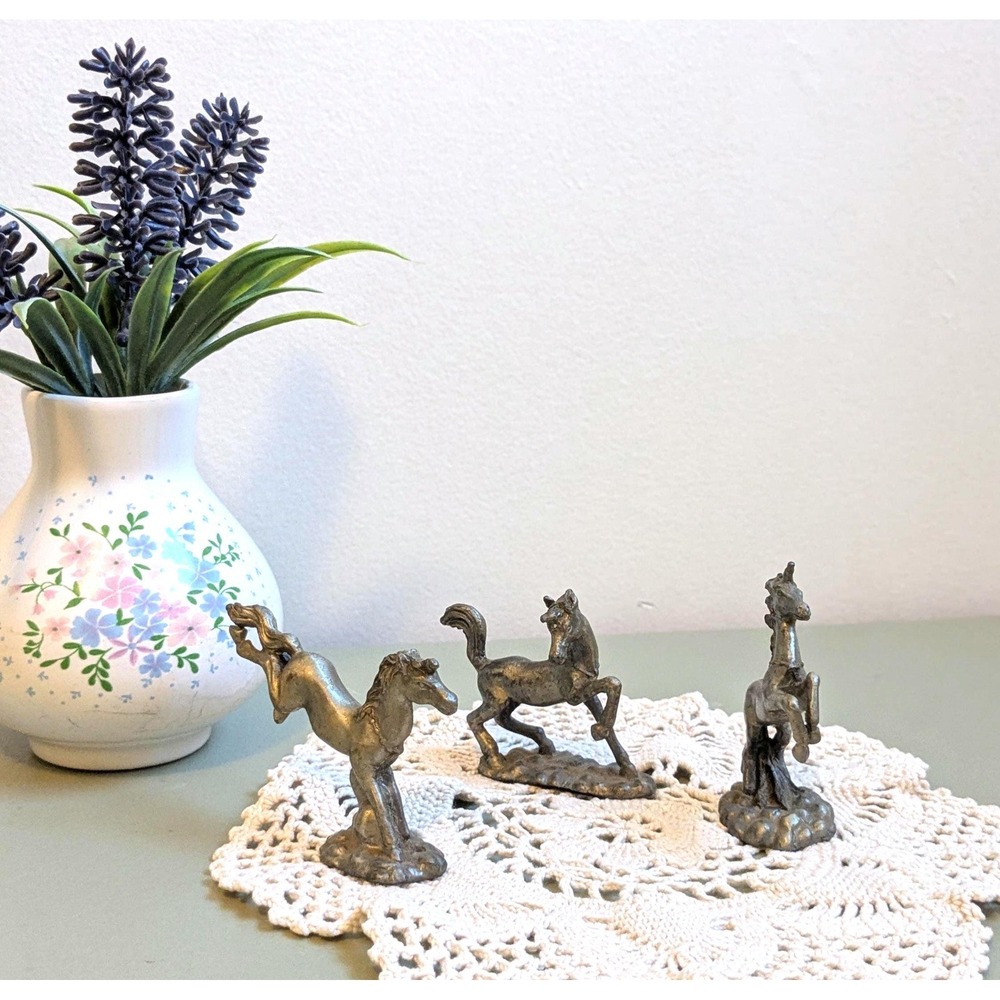 Vintage Miniature Metal Unicorn Figurines Set‎ of 3 | Fantasy Decor